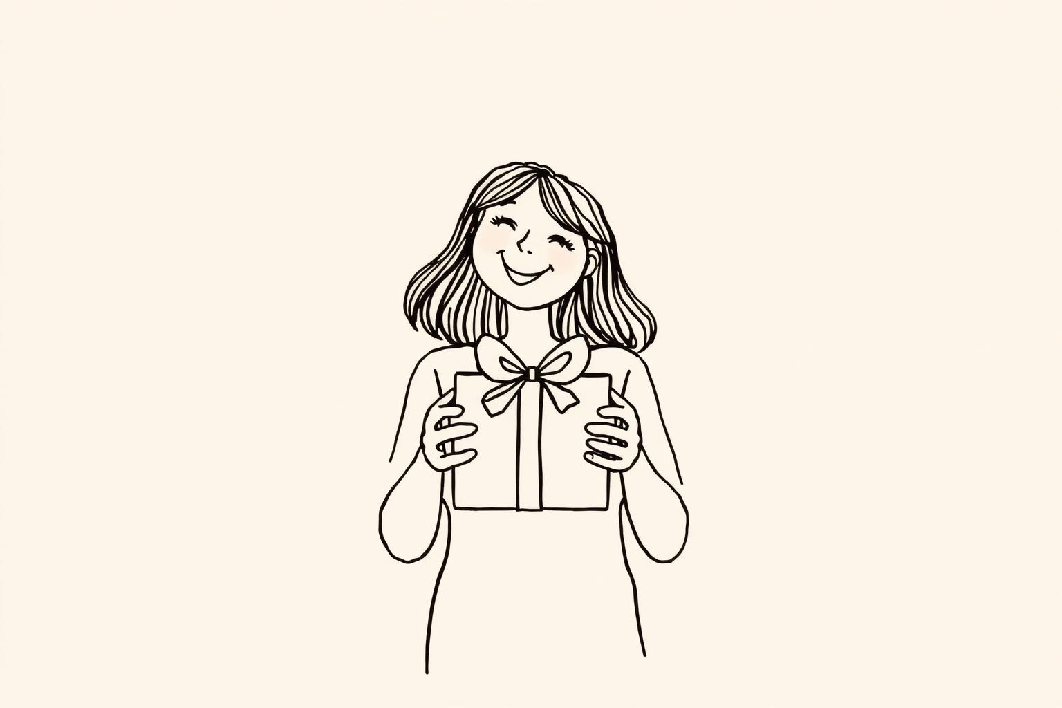 Illustration of a teammate joyfully receiving a wrapped gift